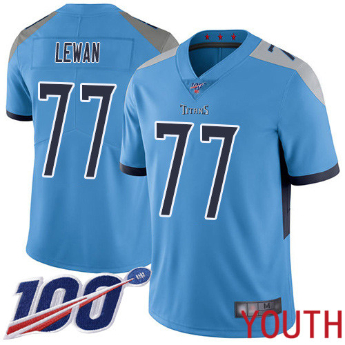Tennessee Titans Limited Light Blue Youth Taylor Lewan Alternate Jersey NFL Football 77 100th Season Vapor Untouchable